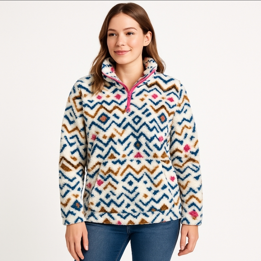 Eddie Bauer Southwestern Design Womens Fleece Sz Small